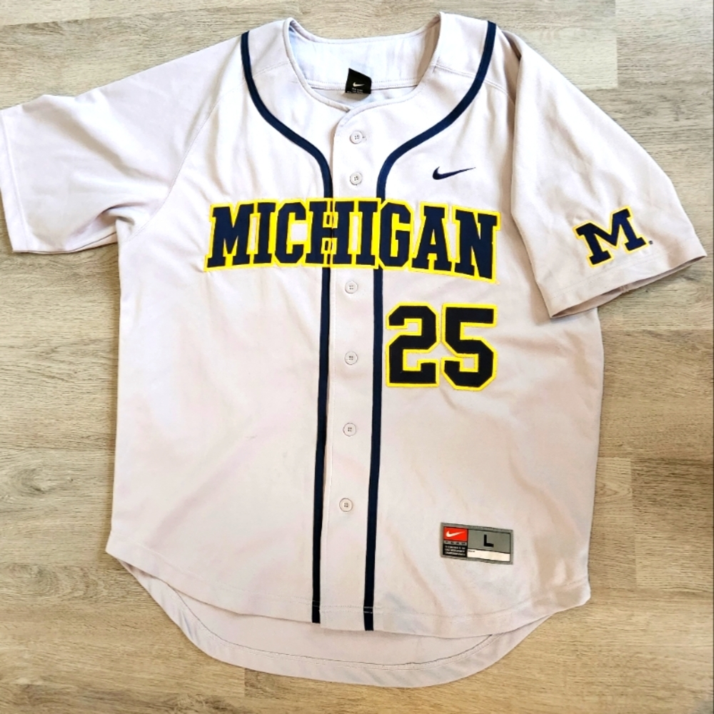 Nike University of Michigan Away Baseball Jersey
